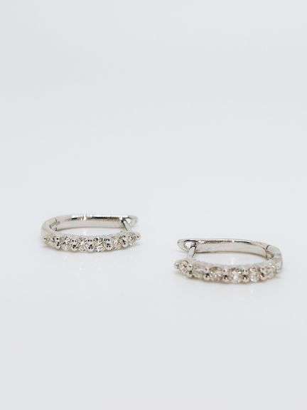Rapturous Centerpiece Quintuple Diamond Set 18k White Gold Horseshoe Earrings