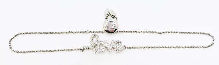 Cute Adjustable 14kt White Gold Love Bracelet