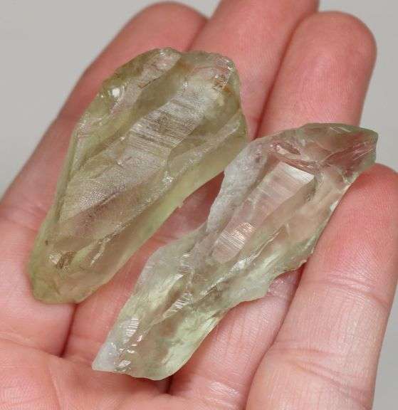 Large 126ct green Amethyst vein pair