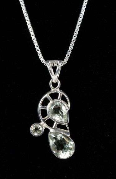 Sterling Silver Green Amethyst Gemstone Pendant
