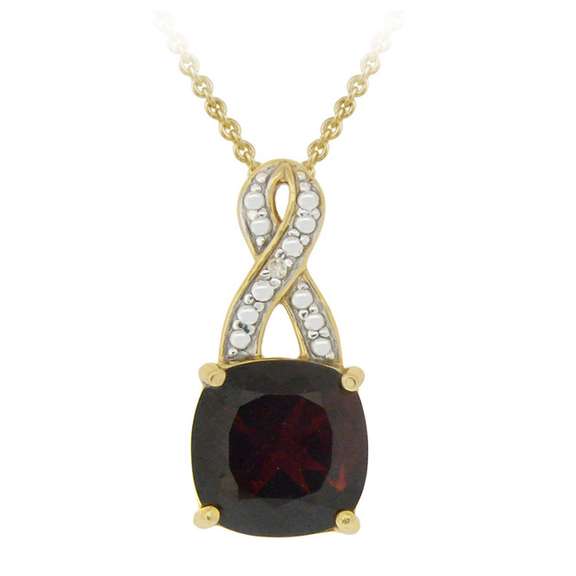 18K Gold over Sterling Silver Garnet Pendant