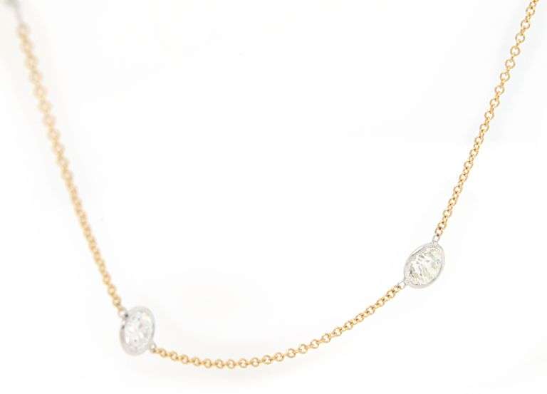 2.39ctw European Cut Diamond Station Necklace in 18K