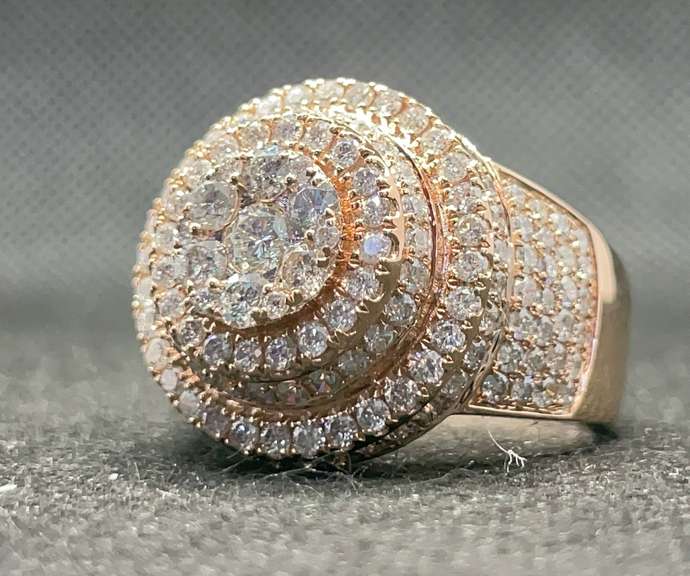 4.00 C.T. T.W. CIRCLE CHAMPIONSHIP STYLE MENS ROSE GOLD ROUND DIAMOND RING