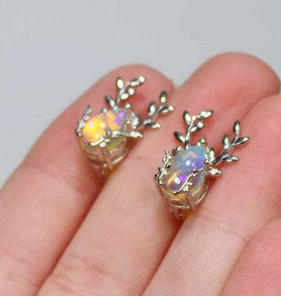 Sterling silver 22.62ct Pear shaped Opal earrings