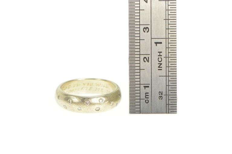 14K White Gold Flush Diamond Inset Wedding Band Ring
