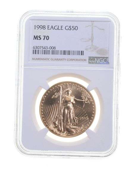 MS70 1998 $50 1 Oz. Gold American Eagle - Graded NGC