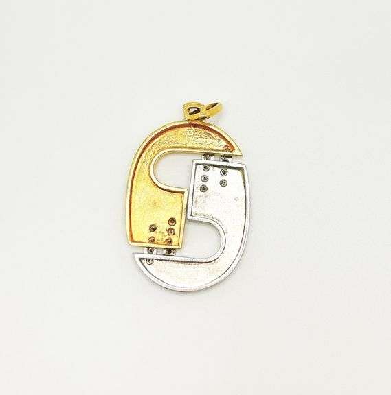 Modern 14kt and Platinum Diamond Pendant