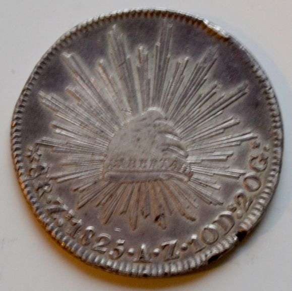 Choice Early 1825 Zacatecas Mexico Cap &Rays 8 Reale