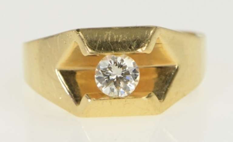 14K Yellow Gold 0.45 Ct VS Diamond Pressure Set Men's Ring