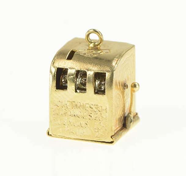 14K Yellow Gold 3D Articulated Slot Machine Souvenir Charm/Pendant