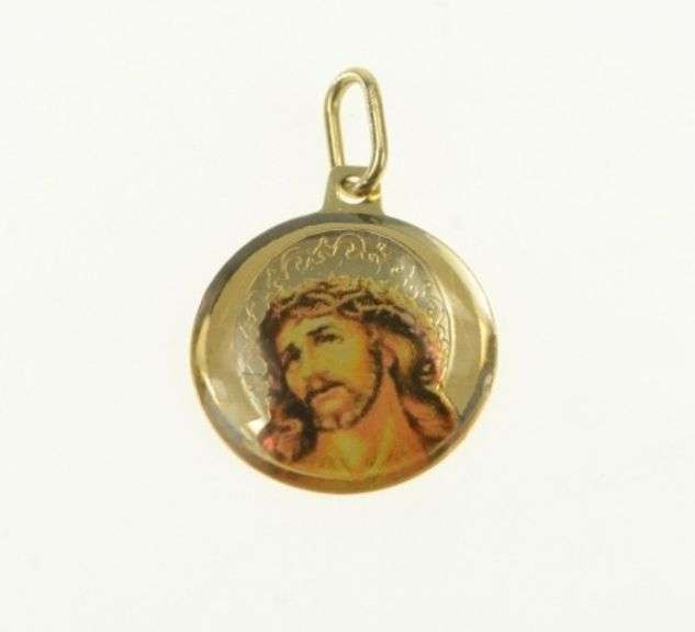 10K Yellow Gold Enamel Jesus Christian Crown Of Thorns Charm/Pendant
