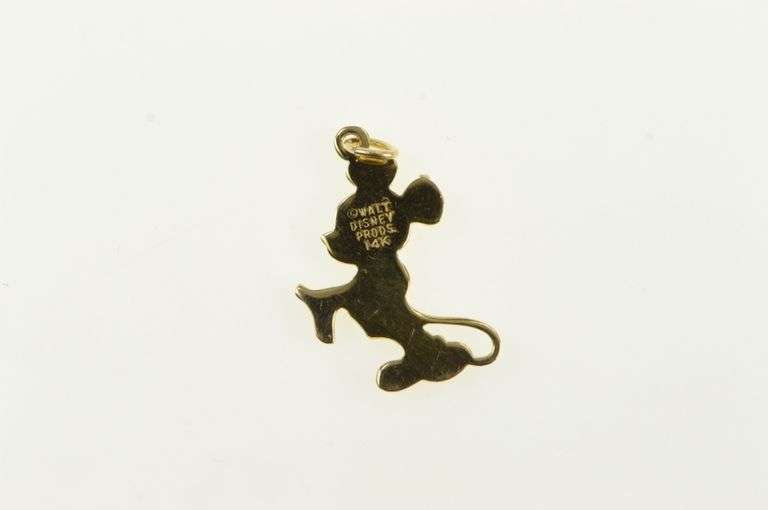 14K Yellow Gold Walt Disney Prod. Mickey Mouse Cartoon Charm/Pendant