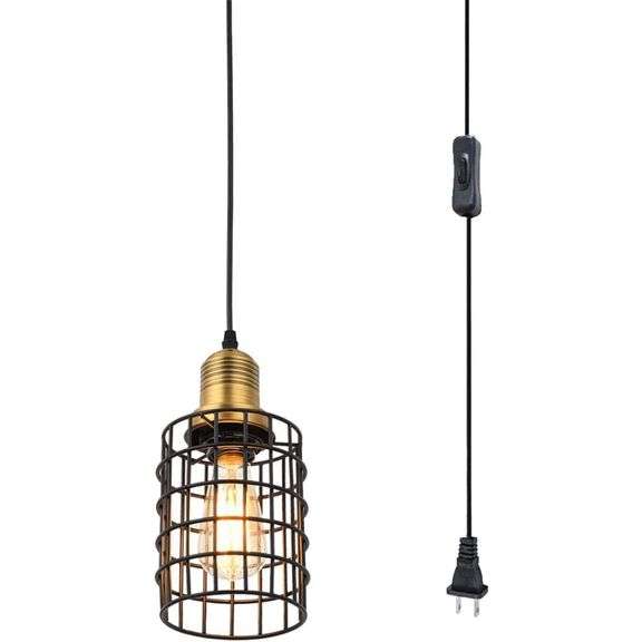 Plug-in Retro Iron Pendant Light Ceiling Lamp Hallway