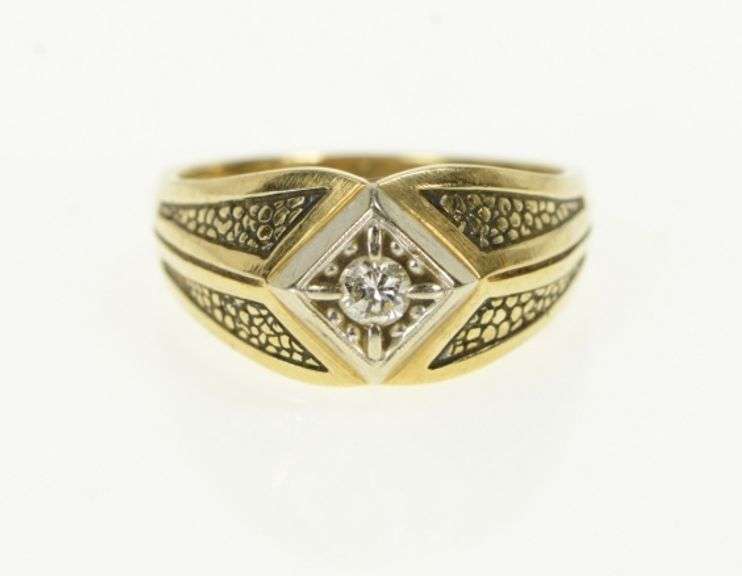 14K Yellow Gold 0.22 Ct Men's Diamond Vintage Wedding Ring