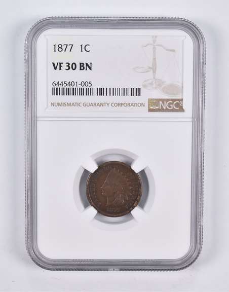 VF30 BN 1877 Indian Head Cent NGC