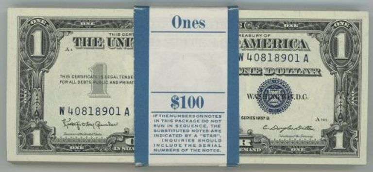 Consecutive Superb Gem CU original banded pack of 100 1957 $1 Silver Certs