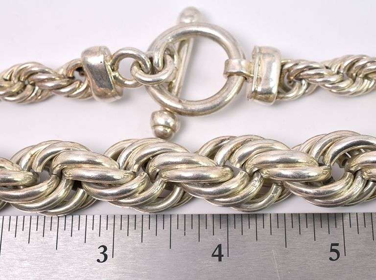Thick Rope Chain Necklace In Sterling Silver