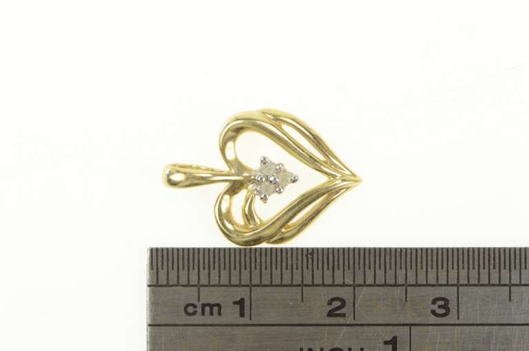 10K Yellow Gold Diamond Cluster Heart Love Symbol Pendant