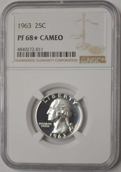 1963 Proof Washington Quarter NGC PF68* Cameo