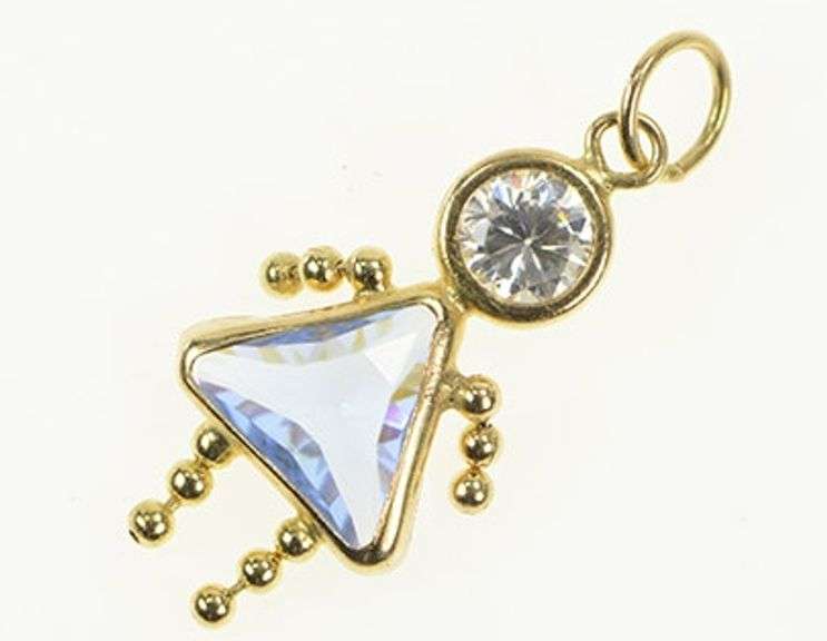 14K Yellow Gold Birthstone Baby September Sim. Sapphire Charm/Pendant
