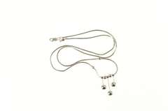 14K White Gold Squared Beaded Ball Fringe Chain Snake Necklace