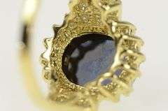 14K Yellow Gold Oval Opal Triplet Diamond Halo Vintage Ring