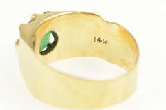 14K Yellow Gold Victorian 0.70 Ct Natural Emerald Wide Band Ring