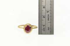 14K Yellow Gold Oval Natural Ruby Solitaire Filigree Vintage Ring