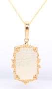 Gorgeous Yellow Gold Greek Key White Agate Enhancer Pendant on Chain