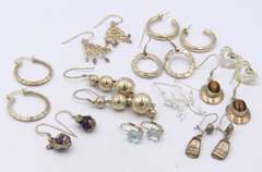 Group Lot of Vintage 925 Sterling Silver Earrings