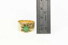 14K Yellow Gold Victorian 0.70 Ct Natural Emerald Wide Band Ring