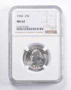 MS62 1964 Washington Quarter NGC - Beautiful TONE