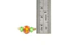 14K Yellow Gold Syn. Orange Sapphire & Green Spinel Diamond Ring