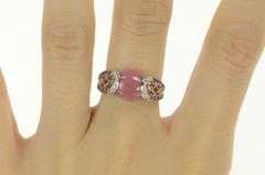14K White Gold Rhodochrosite Diamond Sapphire Statement Ring
