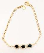 Sublime 18kt Yellow Gold Bracelet With Teardrop Sapphires and Round Cut Diamonds