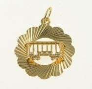 14K Yellow Gold Retro Car Trolley Tram San Francisco Charm/Pendant