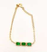 Breathtaking 18kt Yellow Gold Baracelet With  Emerald Gemstones and Round Cut Diamonds