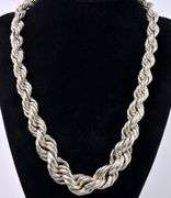 Thick Rope Chain Necklace In Sterling Silver