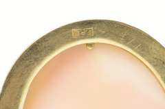 14K Yellow Gold Ornate Carved Shell Cameo Victorian Pin/Brooch
