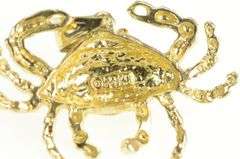 14K Yellow Gold 3D Crab Cancer Zodiac Star Sign Astrology Pendant