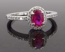 Oval Ruby & Diamond Halo Ring