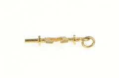 14K Yellow Gold Etched Scroll Epsilon Greek Letter Charm/Pendant