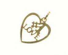14K Yellow Gold #1 Number One Love Heart Love Symbol Pendant