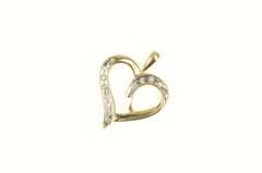 10K Yellow Gold Diamond Heart Classic Love Symbol Pendant