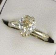 14K White Gold 1940's Pear Solitaire Travel Engagement CZ Ring