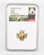 MS70 2005 China 20 Gold Yuan - Panda - Graded NGC
