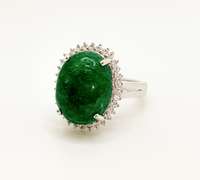 12.0+ carat Emerald and White Sapphire Sterling Sliver Gemstone Ring - Gorgeous!