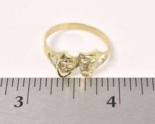 Happy And Sad Theater Mask Ring In Yellow Gold