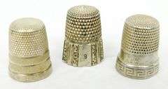 3 Antique Sterling Silver Thimbles