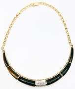 Dark Intimidating Cabochon Natural Tiger's Eye 18k Gold Diamond Mariner Chain Necklace